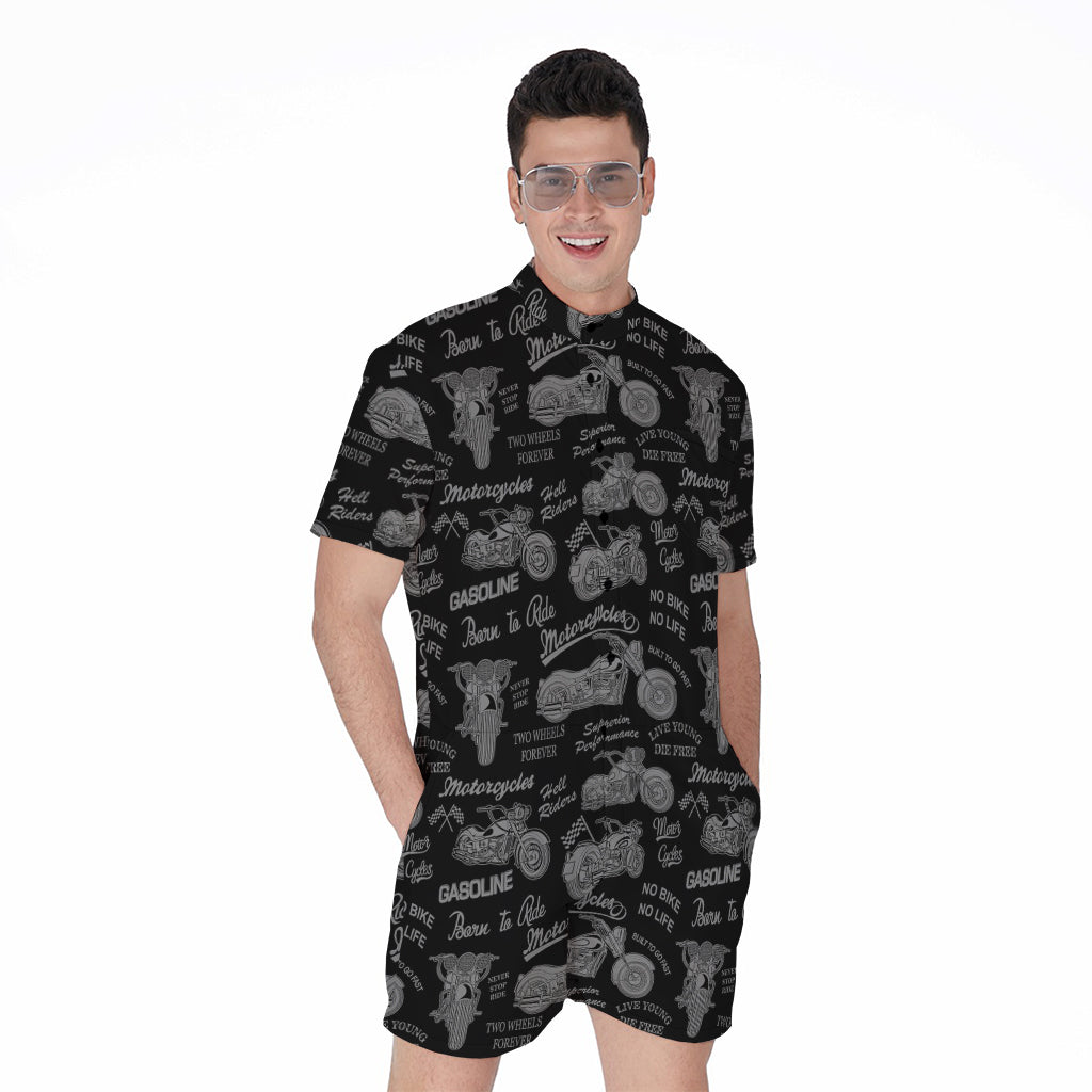 Motorcycle Quote Pattern Print Men's Rompers