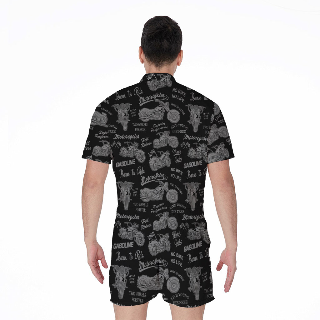 Motorcycle Quote Pattern Print Men's Rompers