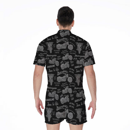 Motorcycle Quote Pattern Print Men's Rompers