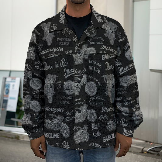 Motorcycle Quote Pattern Print Men's Shirt Jacket