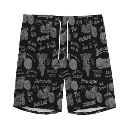 Motorcycle Quote Pattern Print Men's Sports Shorts