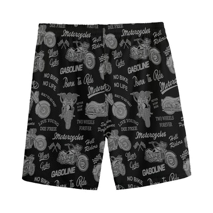 Motorcycle Quote Pattern Print Men's Sports Shorts