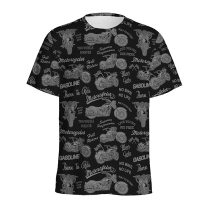 Motorcycle Quote Pattern Print Men's Sports T-Shirt