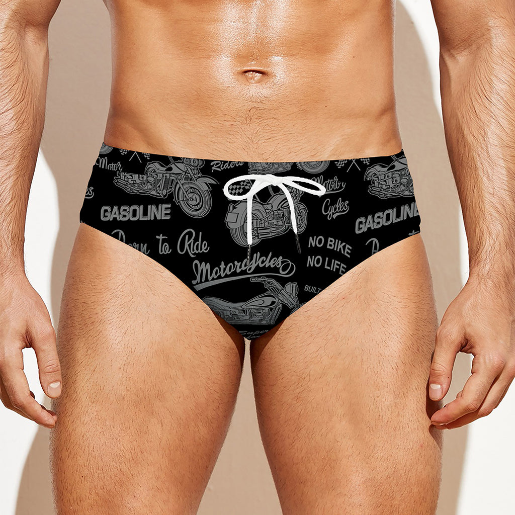 Motorcycle Quote Pattern Print Men's Swim Briefs