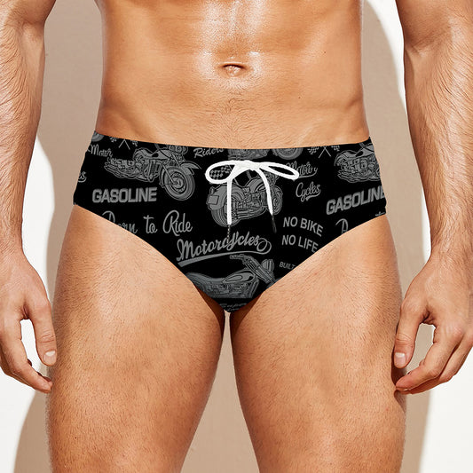 Motorcycle Quote Pattern Print Men's Swim Briefs