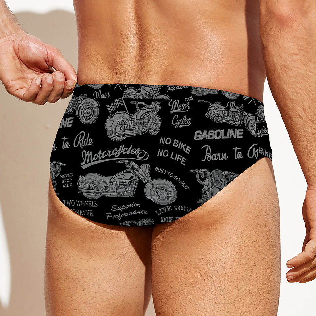 Motorcycle Quote Pattern Print Men's Swim Briefs
