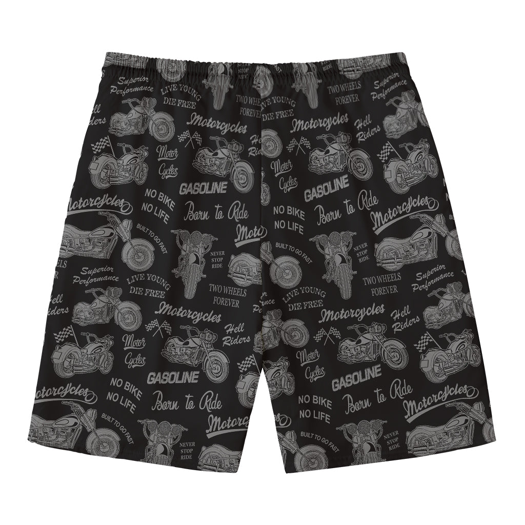 Motorcycle Quote Pattern Print Men's Swim Trunks