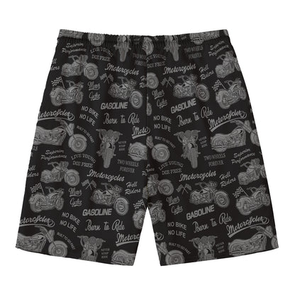 Motorcycle Quote Pattern Print Men's Swim Trunks