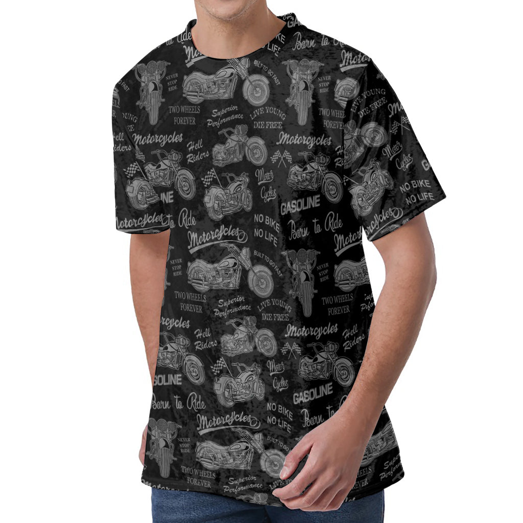 Motorcycle Quote Pattern Print Men's Velvet T-Shirt