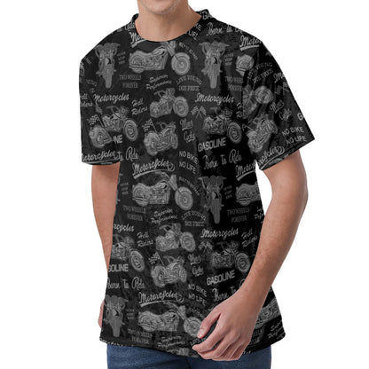 Motorcycle Quote Pattern Print Men's Velvet T-Shirt