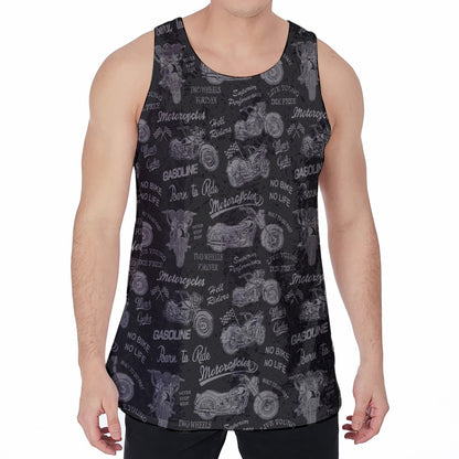 Motorcycle Quote Pattern Print Men's Velvet Tank Top