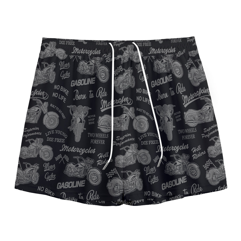 Motorcycle Quote Pattern Print Mesh Shorts