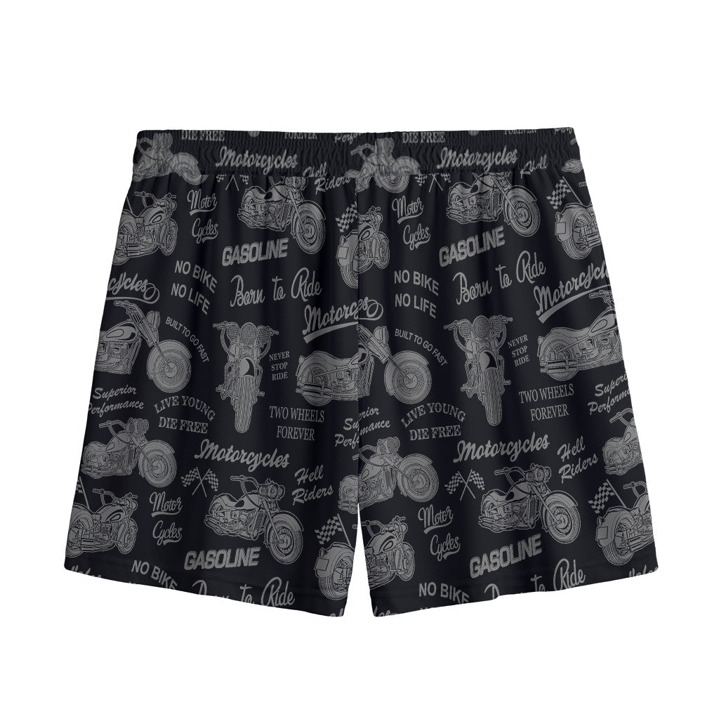 Motorcycle Quote Pattern Print Mesh Shorts