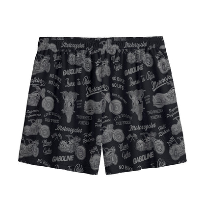 Motorcycle Quote Pattern Print Mesh Shorts
