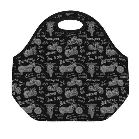 Motorcycle Quote Pattern Print Neoprene Lunch Bag