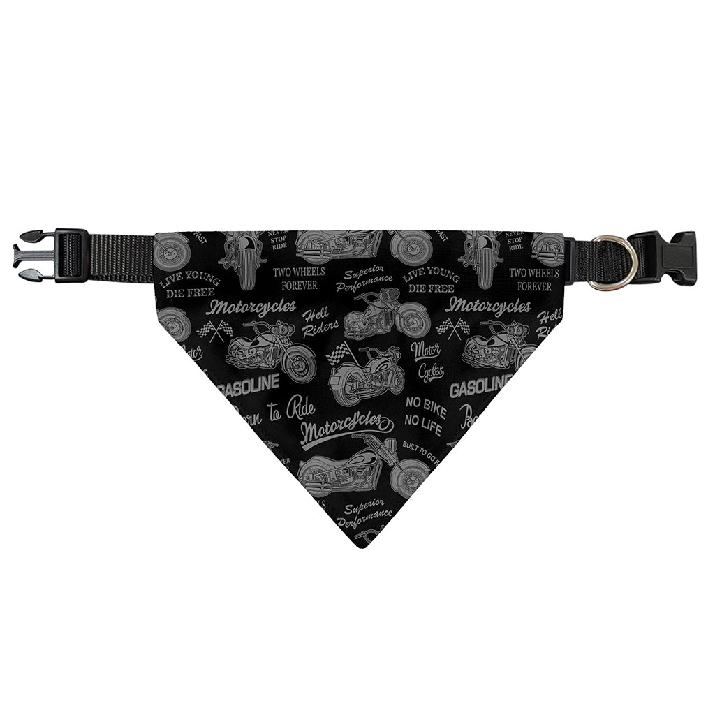 Motorcycle Quote Pattern Print Over The Collar Dog Bandana