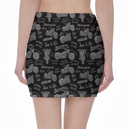 Motorcycle Quote Pattern Print Pencil Mini Skirt