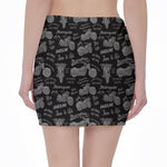 Motorcycle Quote Pattern Print Pencil Mini Skirt