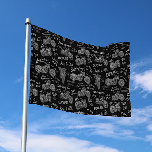 Motorcycle Quote Pattern Print Polyester Flag