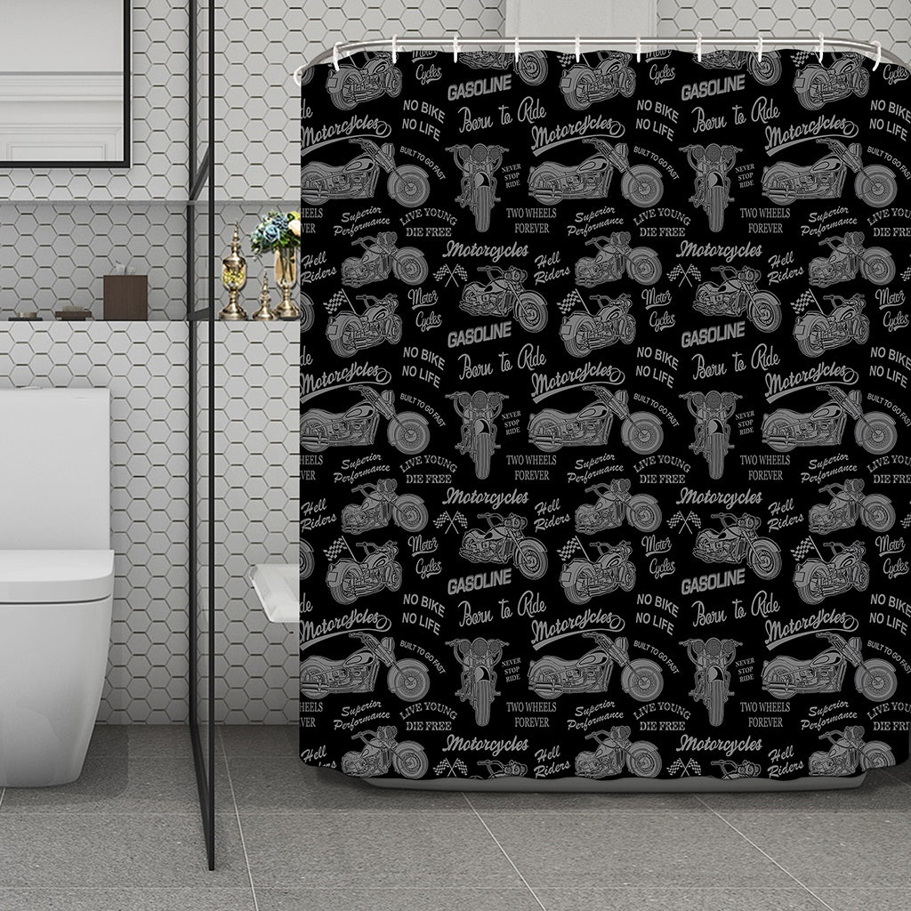 Motorcycle Quote Pattern Print Polyester Shower Curtain