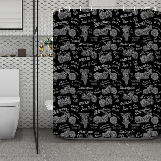 Motorcycle Quote Pattern Print Polyester Shower Curtain