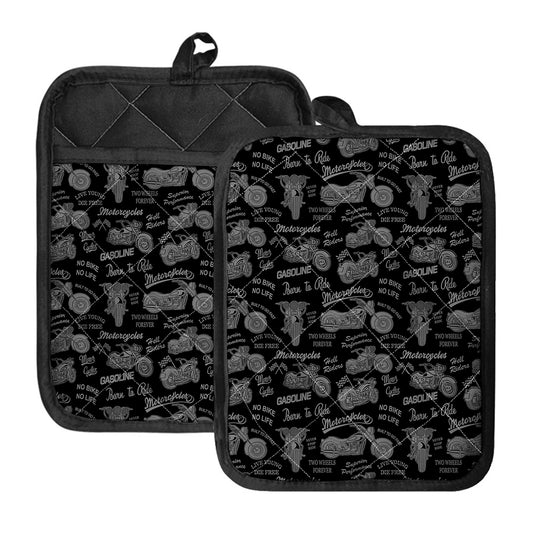 Motorcycle Quote Pattern Print Pot Holders With Pocket
