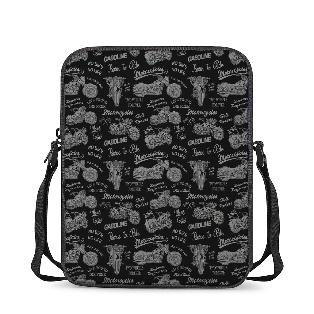 Motorcycle Quote Pattern Print Rectangular Crossbody Bag