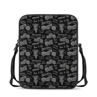 Motorcycle Quote Pattern Print Rectangular Crossbody Bag