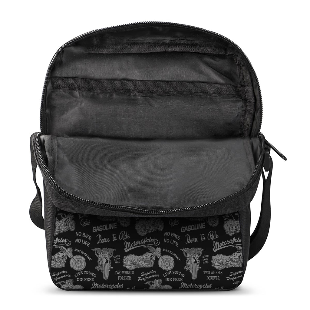 Motorcycle Quote Pattern Print Rectangular Crossbody Bag