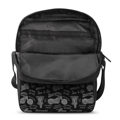 Motorcycle Quote Pattern Print Rectangular Crossbody Bag