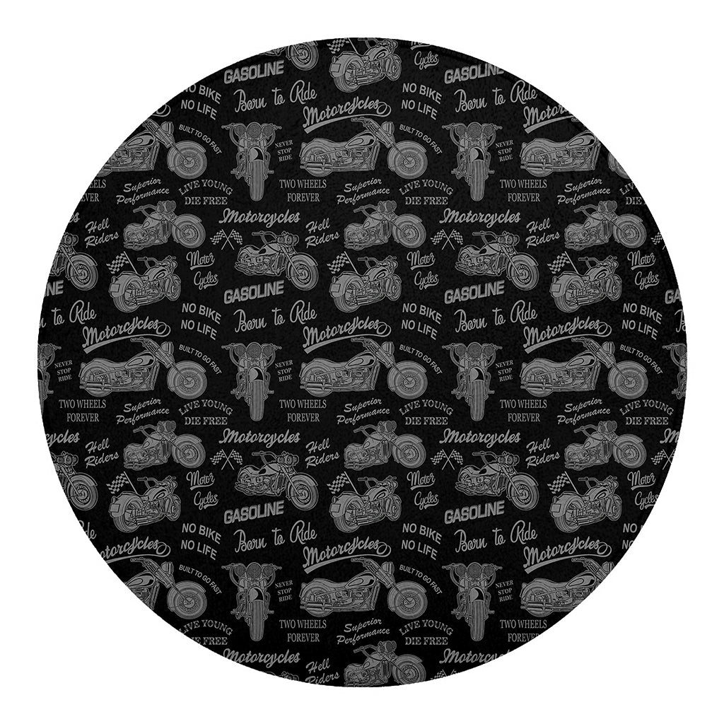 Motorcycle Quote Pattern Print Round Blanket
