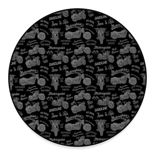 Motorcycle Quote Pattern Print Round Floor Mat