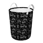 Motorcycle Quote Pattern Print Round Laundry Basket