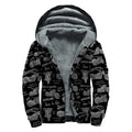 Motorcycle Quote Pattern Print Sherpa Lined Zip Up Hoodie
