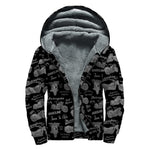 Motorcycle Quote Pattern Print Sherpa Lined Zip Up Hoodie