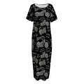 Motorcycle Quote Pattern Print Short Sleeve Long Nightdress
