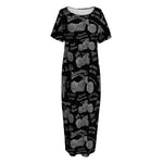 Motorcycle Quote Pattern Print Short Sleeve Long Nightdress