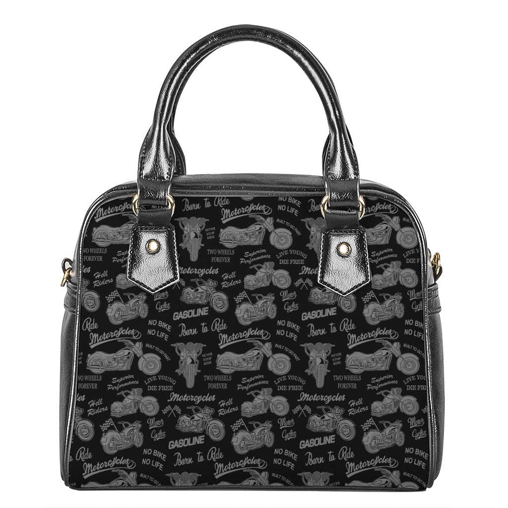 Motorcycle Quote Pattern Print Shoulder Handbag