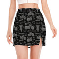 Motorcycle Quote Pattern Print Side Slit Mini Skirt