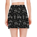 Motorcycle Quote Pattern Print Side Slit Mini Skirt