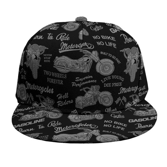 Motorcycle Quote Pattern Print Snapback Cap