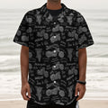 Motorcycle Quote Pattern Print Textured Short Sleeve Shirt