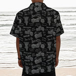 Motorcycle Quote Pattern Print Textured Short Sleeve Shirt