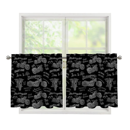Motorcycle Quote Pattern Print Tier Curtains