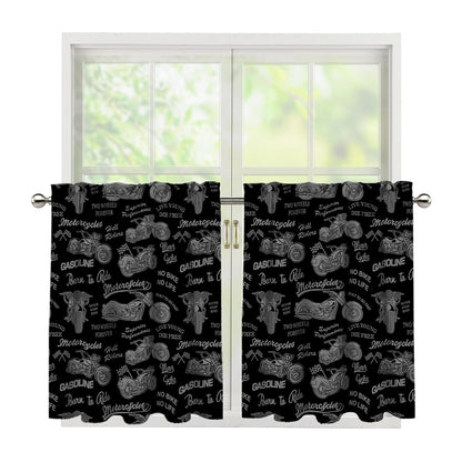Motorcycle Quote Pattern Print Tier Curtains