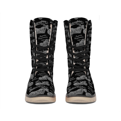 Motorcycle Quote Pattern Print Winter Boots