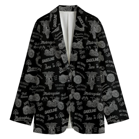 Motorcycle Quote Pattern Print Women's Blazer