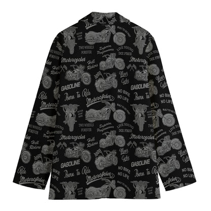 Motorcycle Quote Pattern Print Women's Blazer
