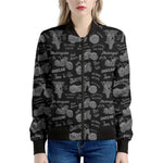 Motorcycle Quote Pattern Print Women's Bomber Jacket