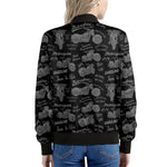 Motorcycle Quote Pattern Print Women's Bomber Jacket